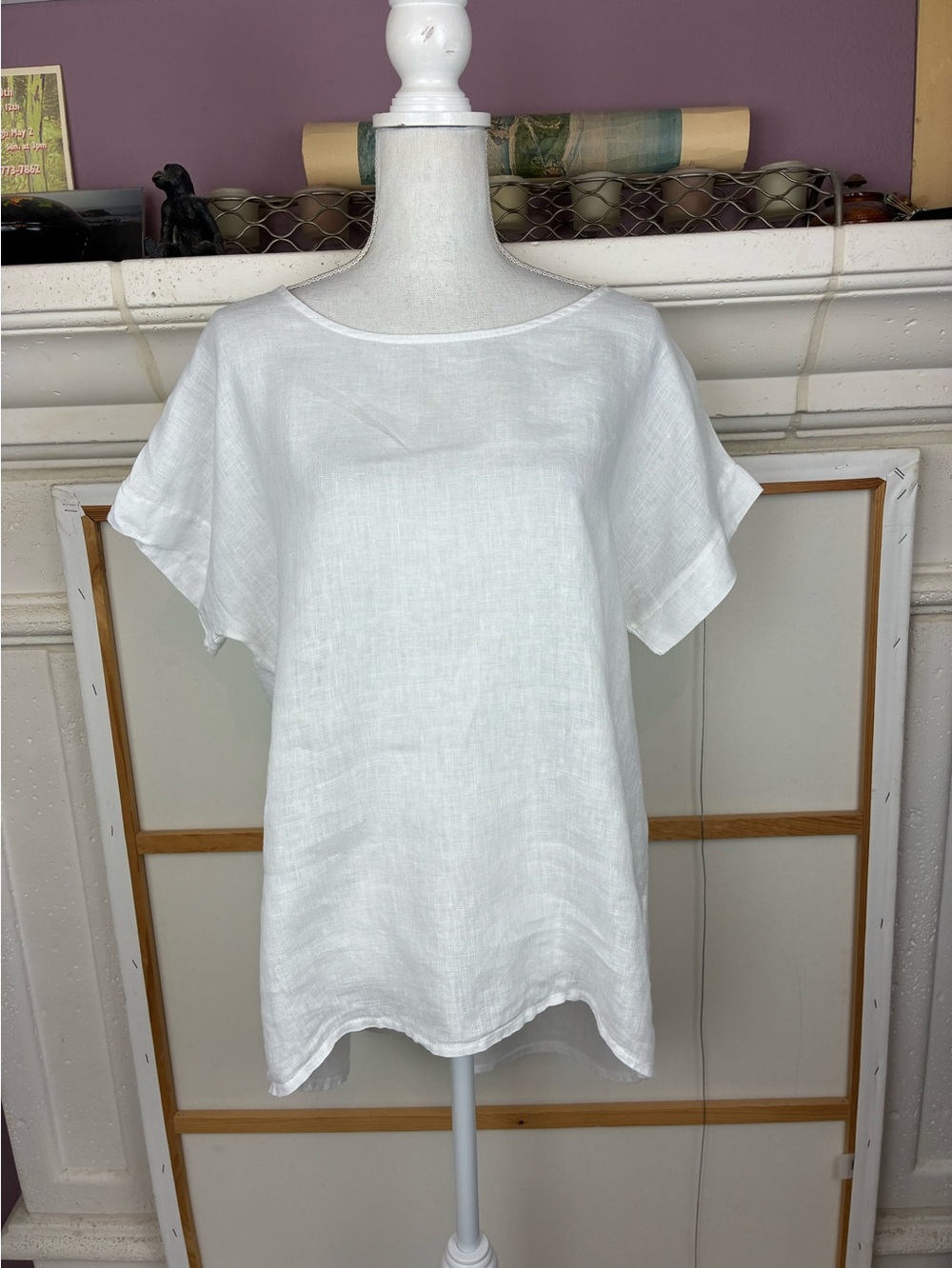 Italian Linen White Linen Hi Lo Tunic w/ button back NWOT oversized